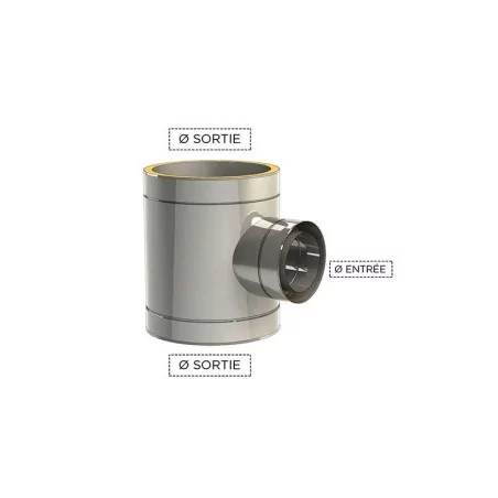 té 87 piquage réduit - conduit de fumée double paroi isolé té 87 piquage réduit - conduit de fumée double paroi isolé