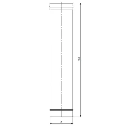 plan élément droit 1000 mm - conduit de fumée simple paroi