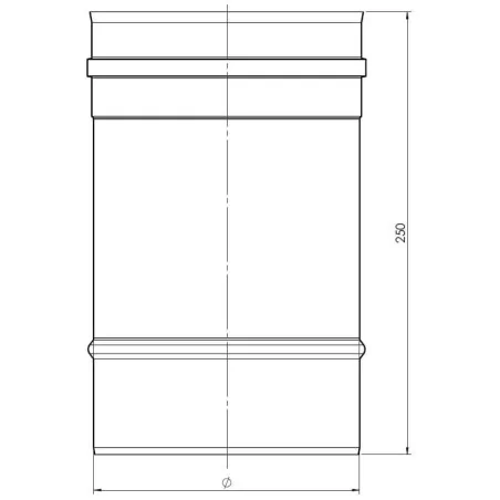 plan élément droit 250 mm - conduit de fumée simple paroi