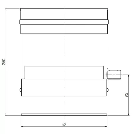 plan élément droit 250 mm - conduit de fumée simple paroi