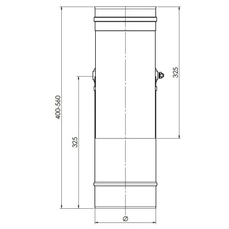 plan élément droit reglable 400-560 mm - conduit de fumée simple paroi