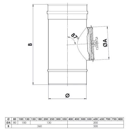 plan élément inspection 200 Pa - conduit de fumée simple paroi