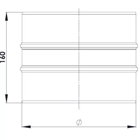 plan raccord mâle mâle - conduit de fumée simple paroi