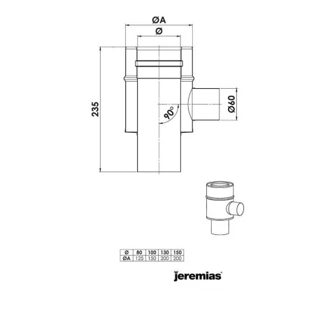  entrée d'air 60 mm femelle - conduit de fumée concentrique pour poêle à pellet