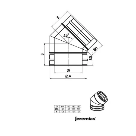  plan coude 45 noir - conduit de fumée concentrique noir poêle à pellets