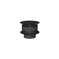 chapeau anti pluie avec protection vent noir - conduit de fumée double paroi isolé noir