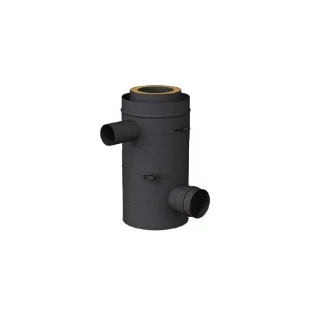 té 90 compact fumées 80 mm femelle et air ajustable 60 mm mâle - conduit de fumée triple paroi isolé noir