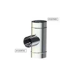 té 87 piquage petit côté - conduit de fumée pour tubage ovalisé simple paroi