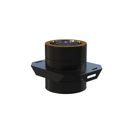 Plaque de support réglable noire pour conduit de fumée double paroi isolé
